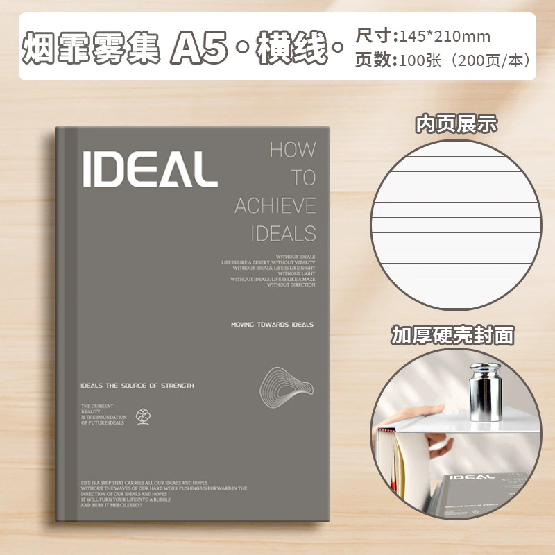 Hardcover and page details of the business spiral notebook